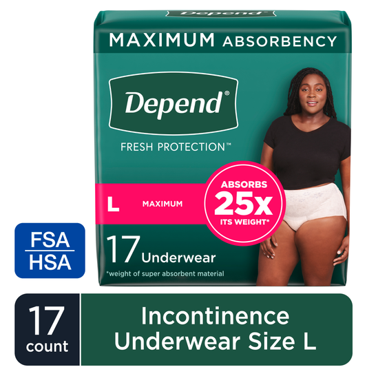 Depend Fresh Protection Incontinence Underwear for Women, Large, 17 Count Incontinence Aids Pasteur Pharmacy
