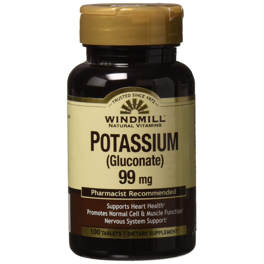 Windmill Potassium As Gluconate, 99 Mg, Tablets Vitamins & Supplements Pasteur Pharmacy