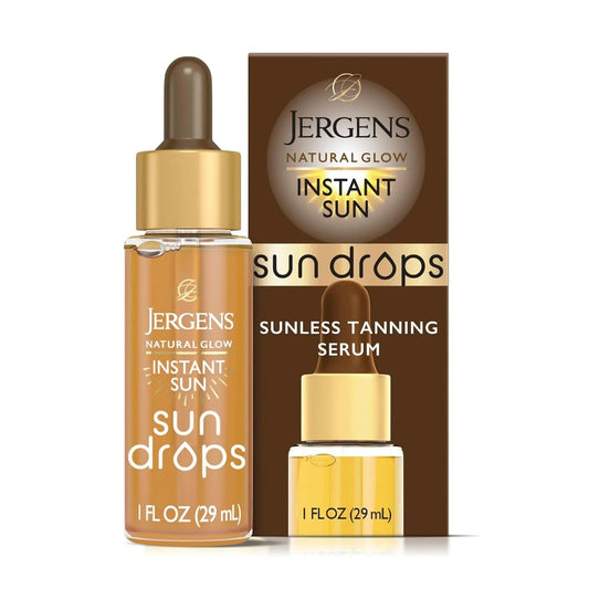 Jergens Natural Glow Instant Sun Drops Self Tan Serum 1 oz Body & Hair Glitter Pasteur Pharmacy