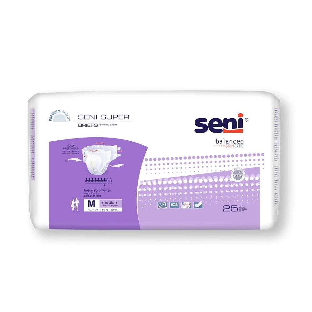Seni® Super Unisex Adult Incontinence Brief Medium Disposable Heavy Absorbency Medical Supplies Pasteur Pharmacy
