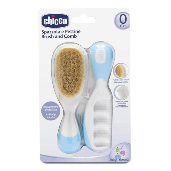Chicco Baby Hair Brush and Comb Set - Gentle Hair Care for Newborns and Infants