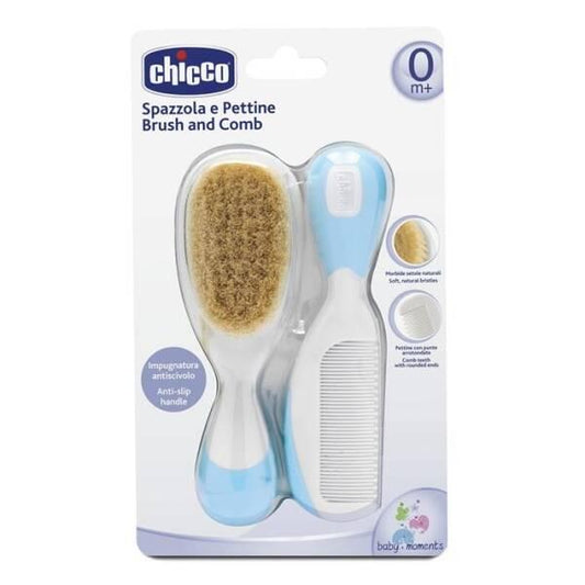Ensemble brosse et peigne pour bébé Chicco - Soin capillaire doux pour nouveau-nés et nourrissons