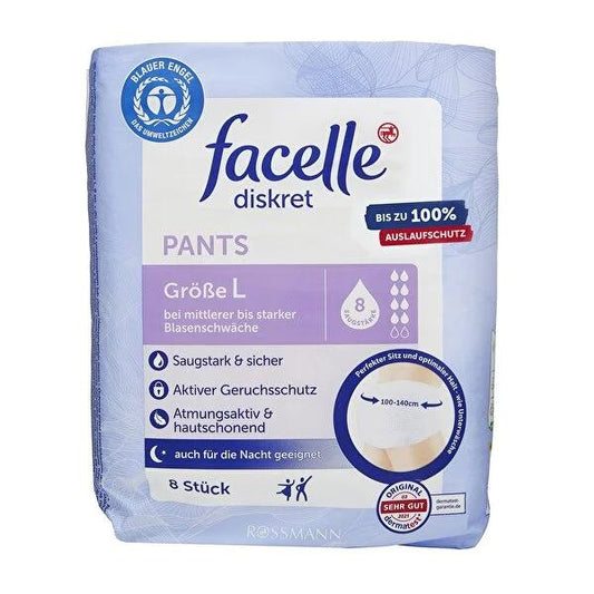 Culotte d'incontinence pour adultes Facelle - Discrète, haute absorption, protection confortable pour les fuites urinaires - Technologie Comfort-Dry, douce et respirante