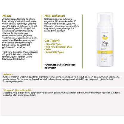 Crème solaire Rimu Health à l'arbutine et à la vitamine C : uniformise le teint, réduit les taches brunes et protection UVA - 50 ml