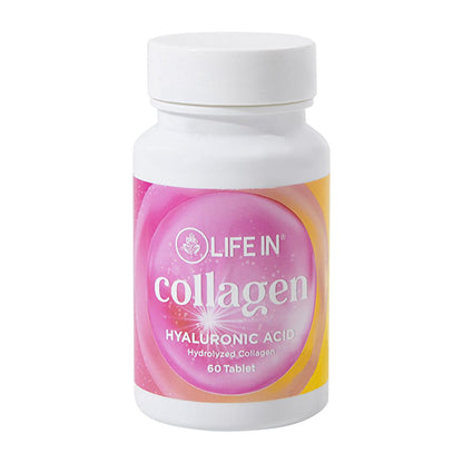 Suplemento de colágeno Life In Kolajen con ácido hialurónico y vitamina C - 60 comprimidos para el apoyo de la salud de la piel
