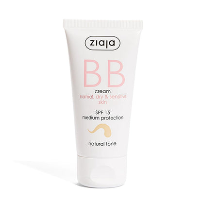Ziaja BB Cream Naturelle SPF 15 : Hydratation et couvrance légère pour peaux sèches et sensibles - Formule vegan à l'acide hyaluronique