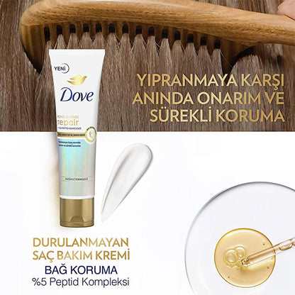 Après-shampoing sans rinçage Dove Bond Intense Repair : répare les dommages, complexe peptidique et protection thermique pour des cheveux soyeux et résistants
