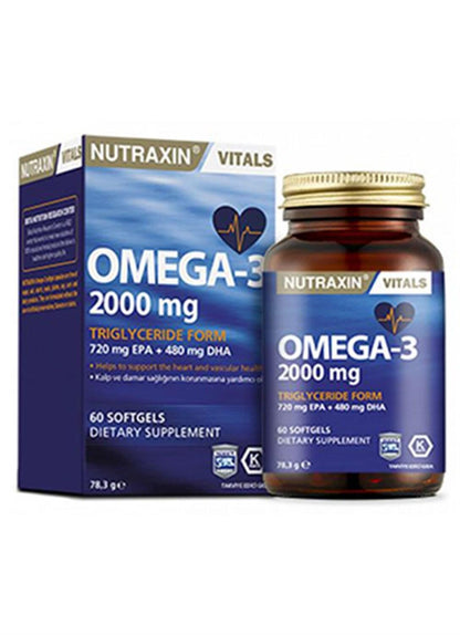 Nutraxin Omega 3 Aceite de Pescado 2000mg - EPA y DHA - 60 Cápsulas Blandas