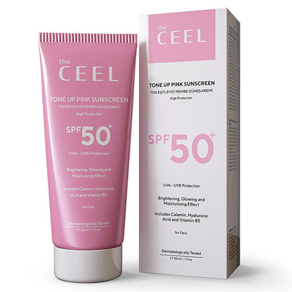 Crème solaire unifiante SPF50 Ceel teinte rose avec glutathion et acide hyaluronique - 50 ml