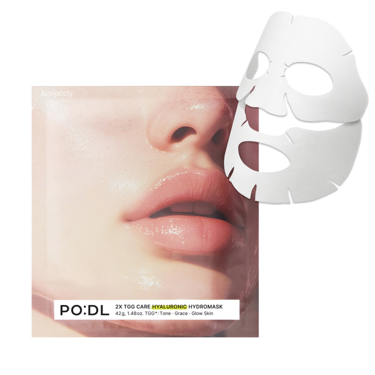 Podl 2X TGG Care Mascarilla Hidratante de Ácido Hialurónico Reafirmante y Luminosa 4 Unidades