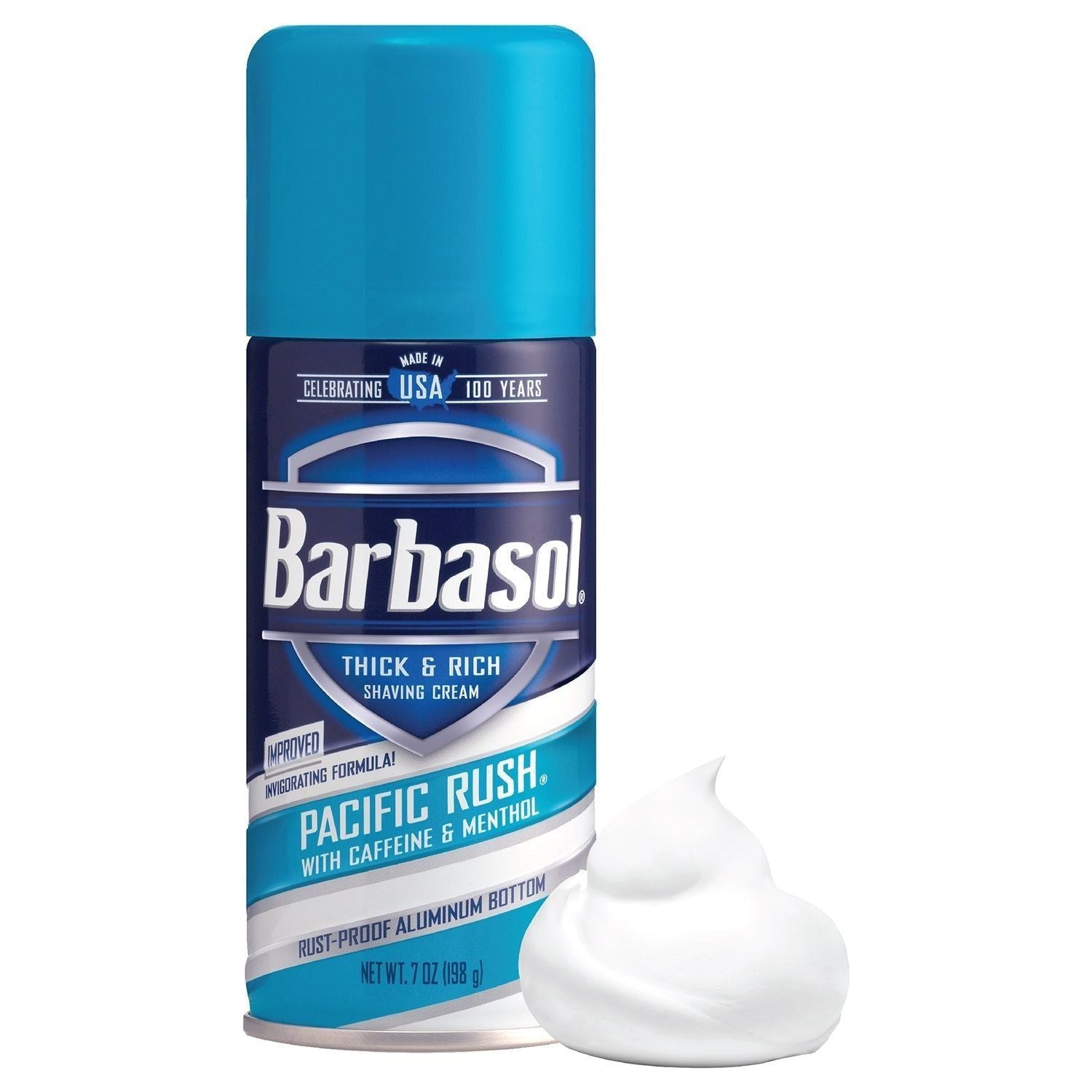 Barbasol - Pacific Rush with Caffeine and Menthol Thick & Rich Shaving Cream - 7 oz Shaving Cream Pasteur Pharmacy