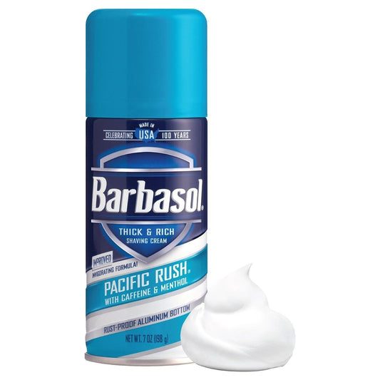 Barbasol - Pacific Rush with Caffeine and Menthol Thick & Rich Shaving Cream - 7 oz Shaving Cream Pasteur Pharmacy