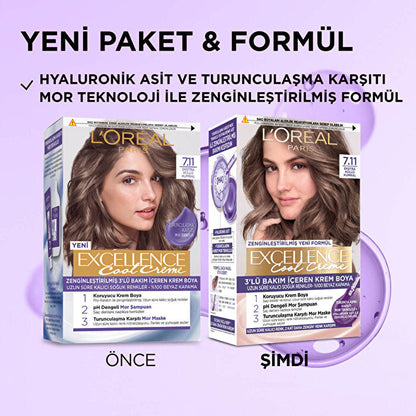 L'Oréal Paris Excellence Cool Crème Tinte para el cabello 7.11 - Rubio cenizo extra | 100% cobertura de canas