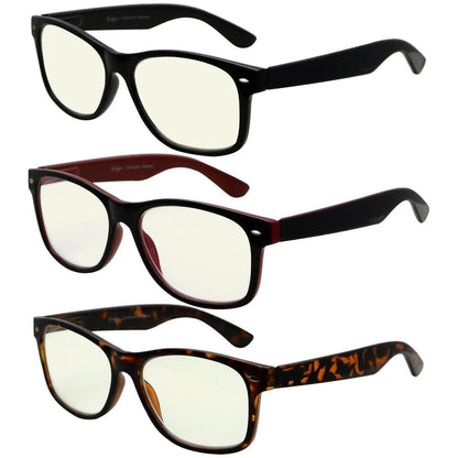 3 Pack Classic Blue Light Filter Reading Glasses UV109 Eyeglasses Pasteur Pharmacy 3 Pairs Mix +1.25