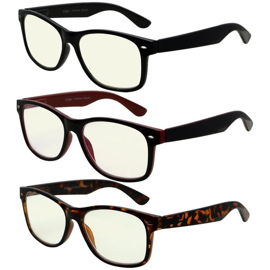 3 Pack Classic Blue Light Filter Reading Glasses UV109 Eyeglasses Pasteur Pharmacy 3 Pairs Mix +1.25