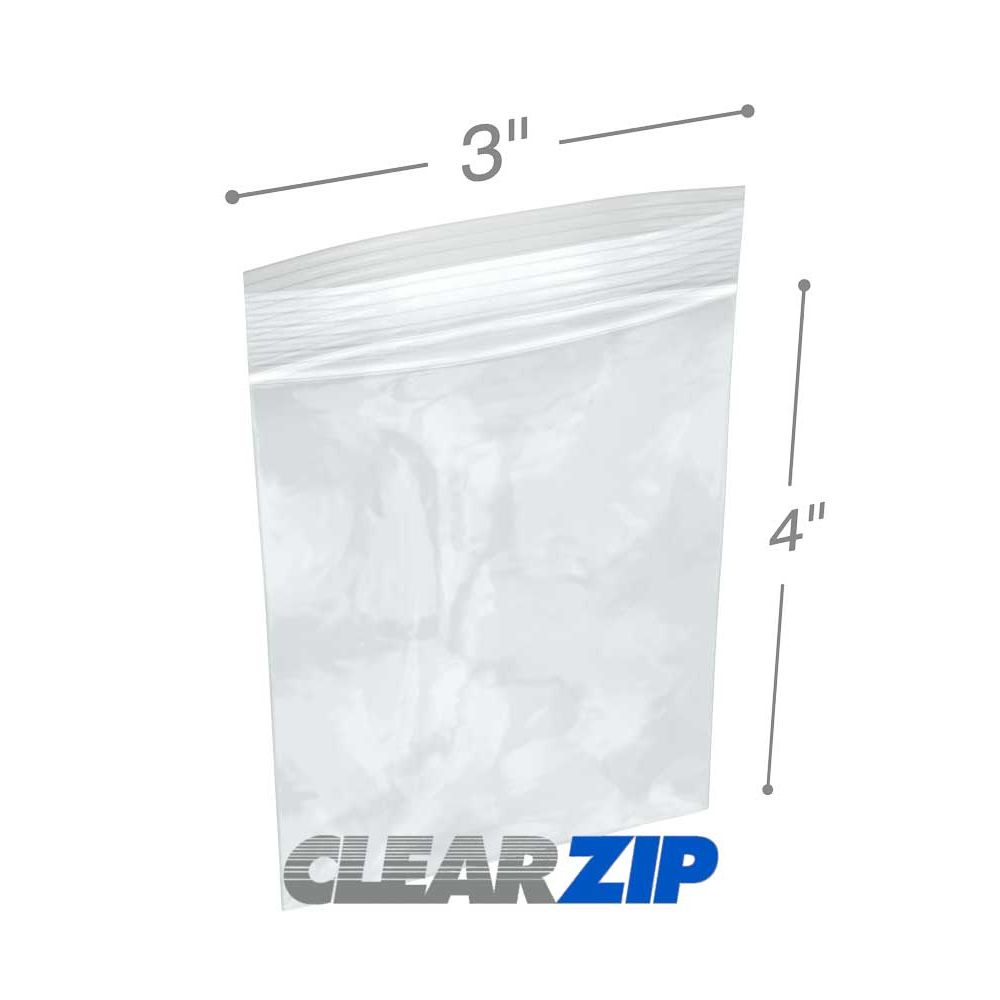 Clear Zip-Lock Bags, 2 Mil, 3" x 4" (100 Count) Food Storage Pasteur Pharmacy