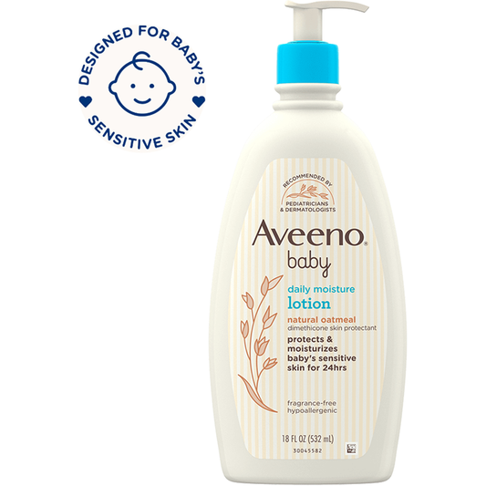Aveeno Baby Daily Moisture Lotion 24Hr Moisturize Skin Unscented 18 oz Baby Skin Care Pasteur Pharmacy