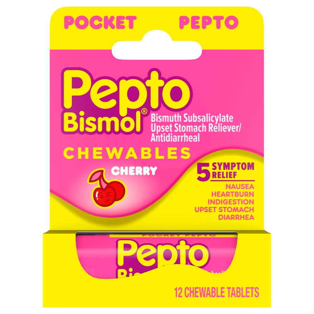 Pepto-Bismol To Go Upset Stomach Reliever/Antidiarrheal, Chewable Tablets, Cherry Medicine & Drugs Pasteur Pharmacy