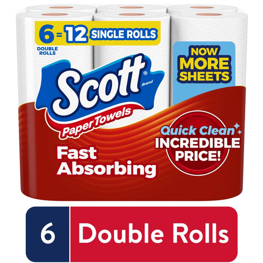 Scott Fast-Absorbing Paper Towels, Choose-A-Sheet - 6 Rolls Paper Towels Pasteur Pharmacy