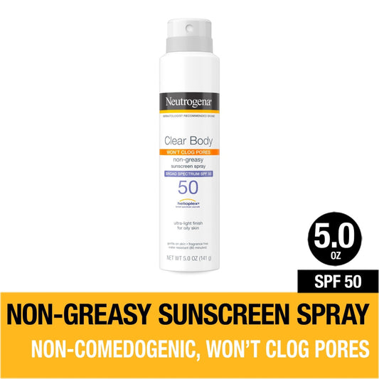Neutrogena Clear Body SPF 50 Sunscreen Spray, Non-Comedogenic Sunscreen Pasteur Pharmacy