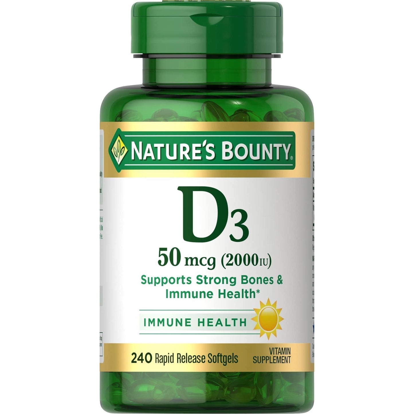 Nature's Bounty Vitamin D3, 50 Mcg, Rapid Release Softgels Vitamins & Supplements Pasteur Pharmacy