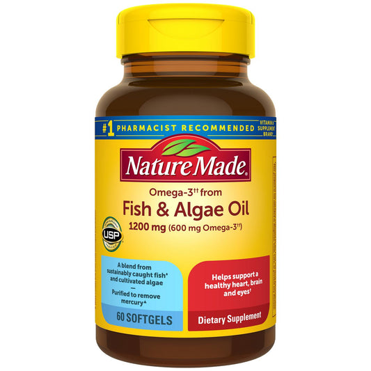 Nature Made Omega-3 Fish & Algae Oil Soft Gels 60 ct Vitamins & Supplements Pasteur Pharmacy