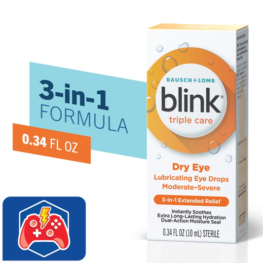 Blink Triple Care Lubricating Dry Eye Drops .34 Oz Ea, Moderate-Severe Eye Drops & Lubricants Pasteur Pharmacy