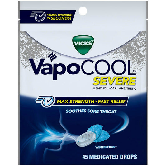 Vicks® VapoCool™ Severe Max Strength Medicated Drops – Winterfrost (45ct) Health & Beauty Pasteur Pharmacy