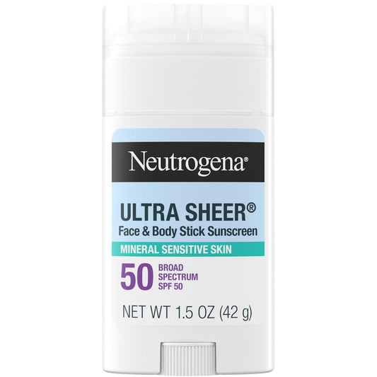 Neutrogena Ultra Sheer SPF 50 Zinc Mineral Sunscreen Stick, 1.5 Oz Sunscreen Pasteur Pharmacy