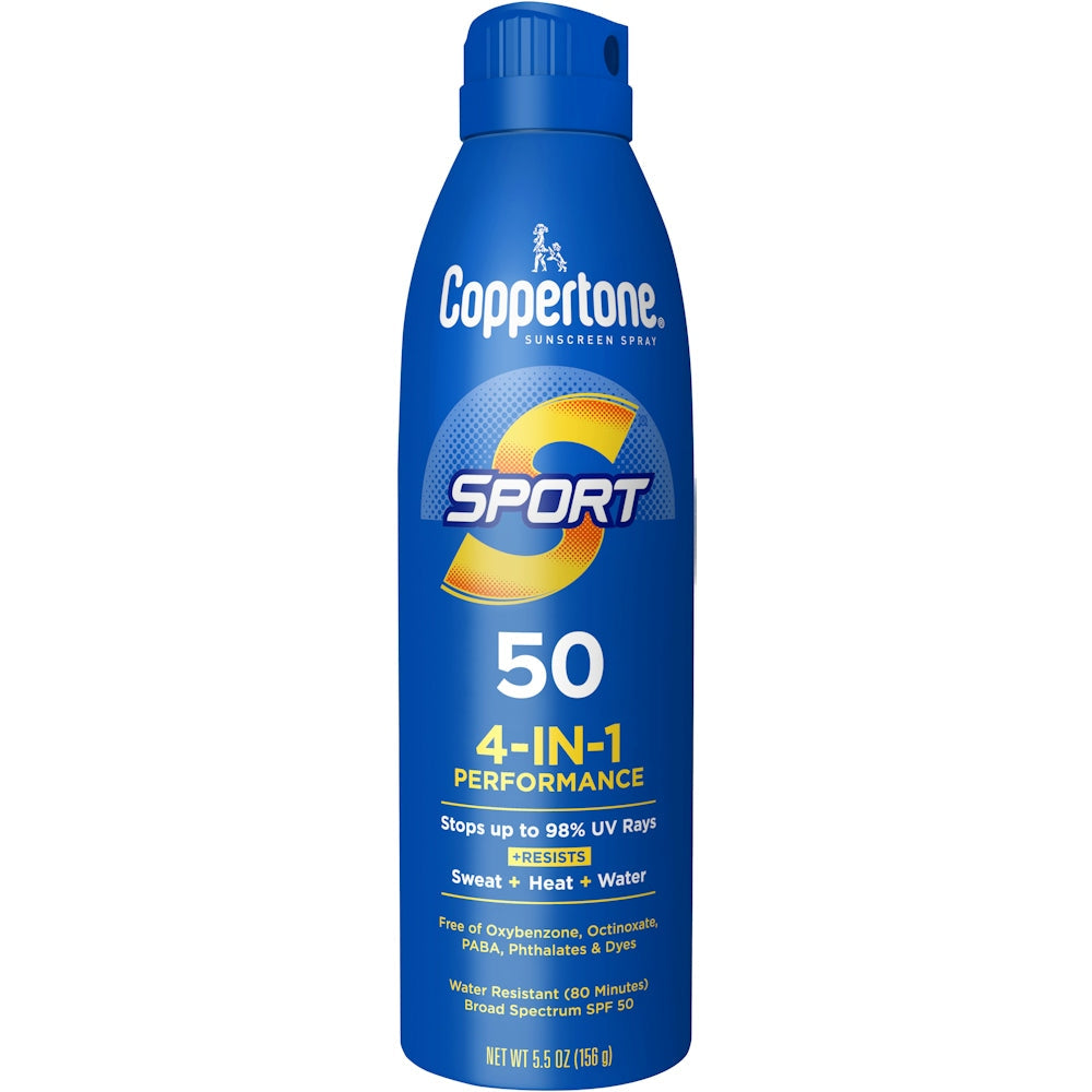 Coppertone Sunscreen Spray, Sport, Broad Spectrum SPF 50 5.5 Oz Sunscreen Pasteur Pharmacy
