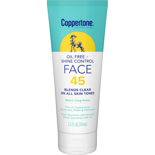 Coppertone INPROGRESS... Sunscreen Lotion, Oil Free + Shine Control, Face, SPF 45, 2.5 Fl Oz (74 Ml) Lotion & Moisturizer Pasteur Pharmacy