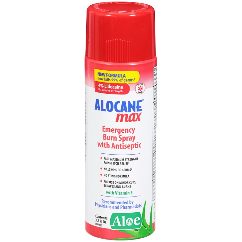 Alocane Max Emergency Burn Spray With Antiseptic 3.5 Fl Oz First Aid Pasteur Pharmacy