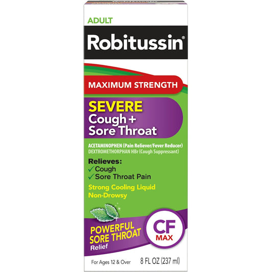 Robitussin Adult Maximum Strength Severe Cough + Sore Throat Relief Medicine Mint Health & Beauty Pasteur Pharmacy
