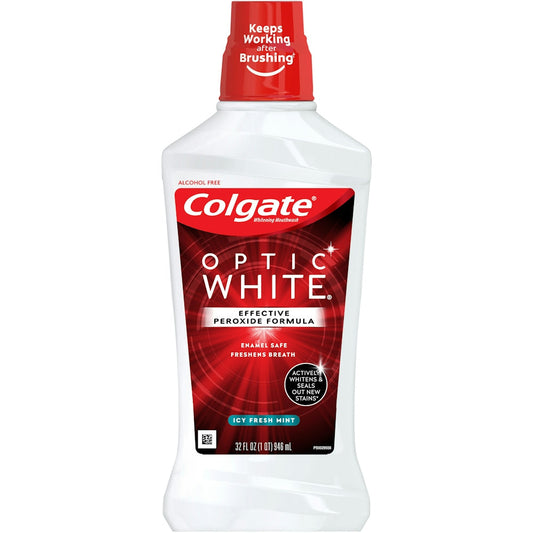 Colgate Optic White Whitening Mouthwash, Fresh Mint - 30 Fl Oz Mouthwash Pasteur Pharmacy