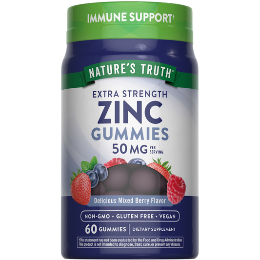 Nature's Truth Zinc, Extra Strength, 50 Mg, Gummies, Natural Mixed Berry Flavor Vitamins & Supplements Pasteur Pharmacy