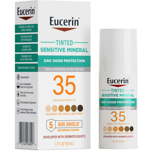 Eucerin Sensitive Mineral Sunscreen Tinted Face Lotion - SPF 35 - 1.7 Fl Oz Sunscreen Pasteur Pharmacy