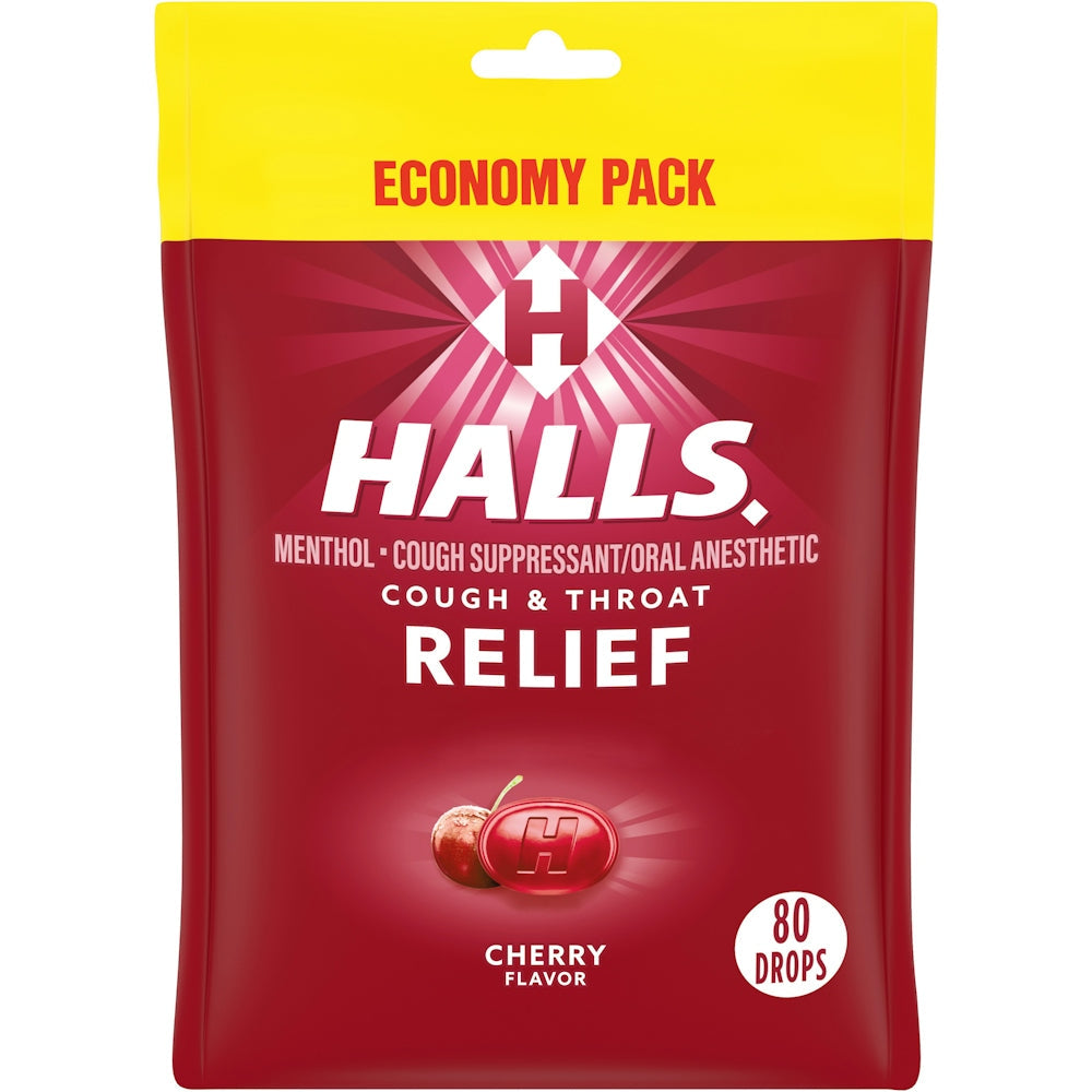 Halls Cough & Throat Relief, Cherry Flavor, Drops, Economy Pack Health & Beauty Pasteur Pharmacy
