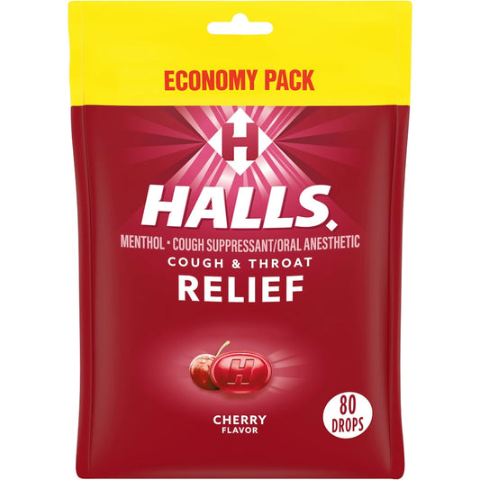 Halls Cough & Throat Relief, Cherry Flavor, Drops, Economy Pack Health & Beauty Pasteur Pharmacy