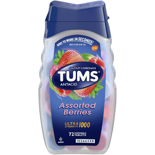 Tums Ultra Strength Chewable Antacid Tablets For Heartburn Relief, Assorted Berries Medicine & Drugs Pasteur Pharmacy