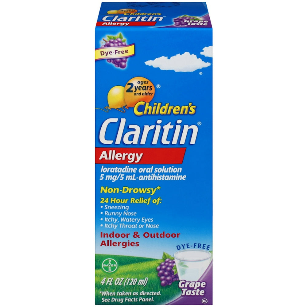Claritin Children's 24 Hour Non Drowsy Allergy Grape Oral Solution, Loratadine 5 Mg/5 M L Antihistamine, 5 Mg/ 5 M L, 4 Fl Oz Health & Beauty Pasteur Pharmacy