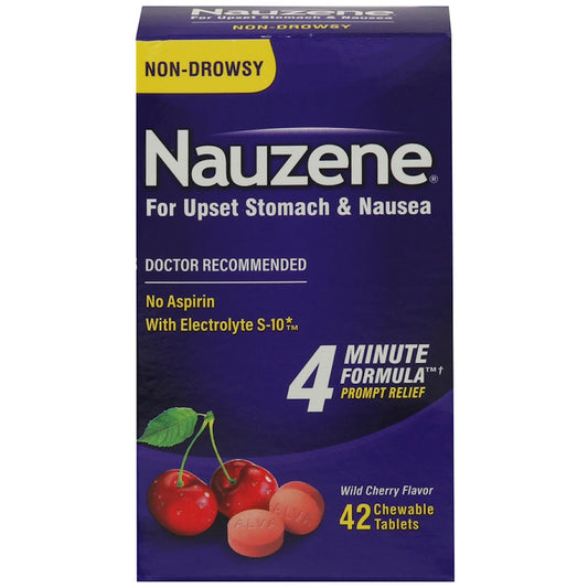 Nauzene Wild Cherry Flavor Non-Drowsy For Upset Stomach & Nausea Chewable Tablets Health & Beauty Pasteur Pharmacy