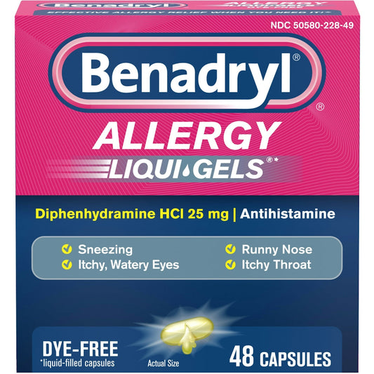 Benadryl Allergy, Dye Free, 25 Mg, Capsules Medicine & Drugs Pasteur Pharmacy
