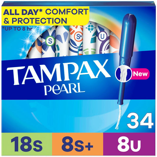 Tampax Pearl Triple Pack With Super/Super Plus/Ultra Absorbency Unscented Plastic Tampons - 34ct Tampons Pasteur Pharmacy