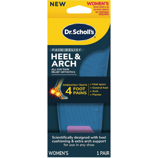 Dr. Scholl's Womens Heel & Arch Pain Relief Orthotics Size 6-10 1 Ea Foot Care Pasteur Pharmacy