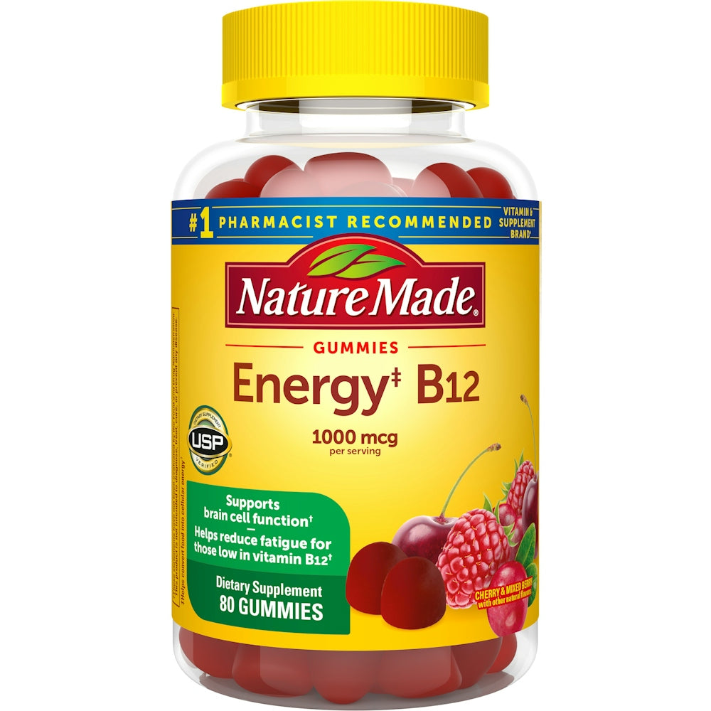 Nature Made Energy B12, 1000 Mcg, Gummies, Cherry & Mixed Berry Vitamins & Supplements Pasteur Pharmacy