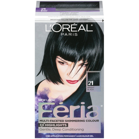 Feria L'Oreal Paris Permanent Haircolour Gel Bright Black 21 Cooler Hair Color Pasteur Pharmacy