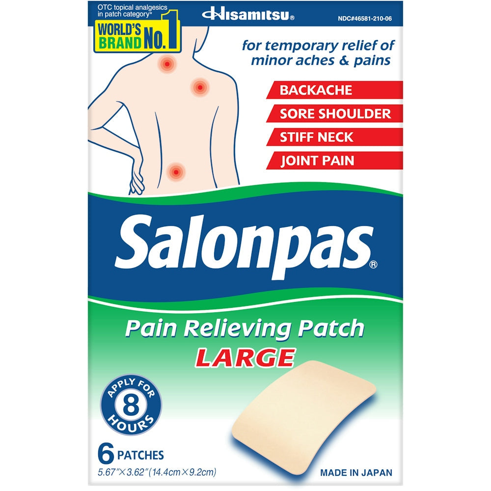 Salonpas® Large Pain Relieving Patches - 6 Count - Targeted Relief for Back & Shoulders Hot & Cold Therapies Pasteur Pharmacy