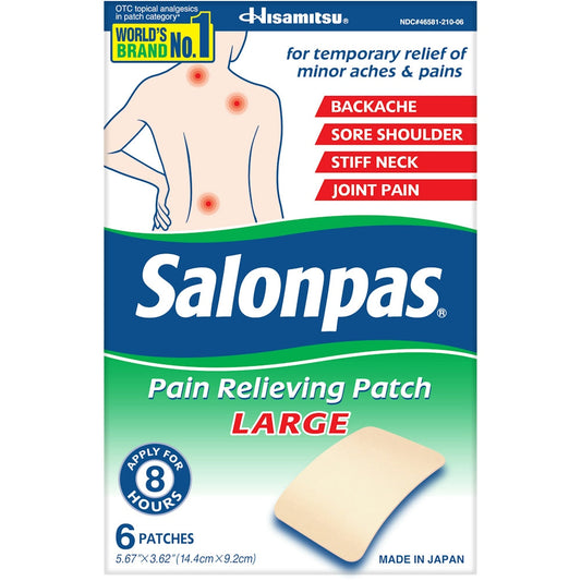 Salonpas® Large Pain Relieving Patches - 6 Count - Targeted Relief for Back & Shoulders Hot & Cold Therapies Pasteur Pharmacy
