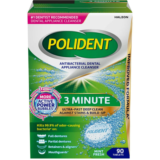 Polident 3 Minute Antibacterial Dental Appliance Cleanser Tablets Dentures Pasteur Pharmacy