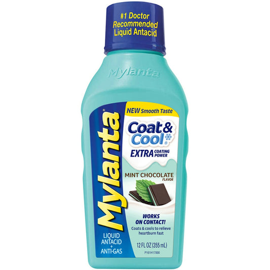 Mylanta® Coat &amp; Cool Liquid Antacid + Anti-Gas – Chocolate Mint (12oz) Health & Beauty Pasteur Pharmacy